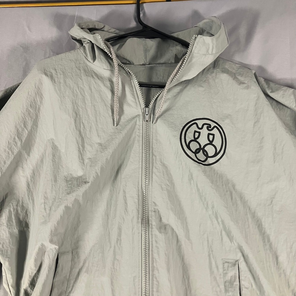 Yeezy Bully Mens Grey Hooded Lightweight Zip Jacket Size 2 Kanye Ye Windbreaker - Picture 3 of 10